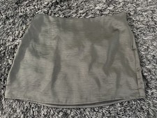 Forever 21 grey/green satin mini skirt size Large 30 Side Zipper 14  Hem