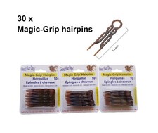 3 x Packs Magic Grip Hairpins 2 1/2" Brown 30 Pcs Good Hair Days