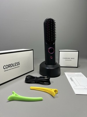 Tragbare Haarglättung Heißbürste Kamm Kabellos Schnell Erwärmen Langer Akku
