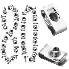 80 Pcs 1/4" - 20 Stainless Steel Regular Extruded U Nuts, U-Type Clip-on... 