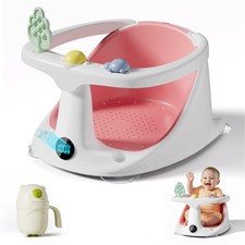 Baby Bath Seat for Babies 6 Months - Non-Slip, Cushioned, Pink Bathtub Seat