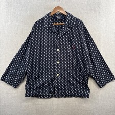 VINTAGE Polo Ralph Lauren Pajama Shirt Large Pony All Over Pocket Long Sleeve