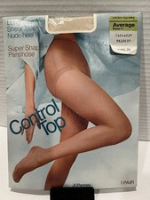 Vintage JCPenney Super Shaper Pantyhose Size Average Bone Sheer Toes Nude Heel