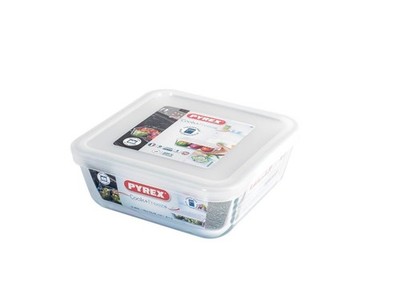 Pyrex Cook&freeze Behälter mit Deckel, Glas, weiß 15x6x15 cm