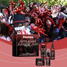 Halloween Makeup Kit with Fake Blood Scary Face Paint Costume Party Set