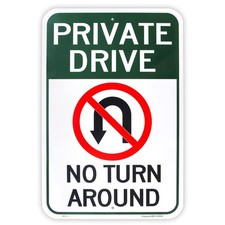 Large Private Drive, No Turn Around Sign, 18"x 18'' x 12'', Brushed Aluminum