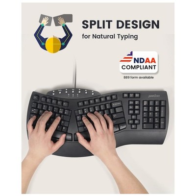 Natural Typing Ergonomic Keyboard - Curved Keycaps - Black