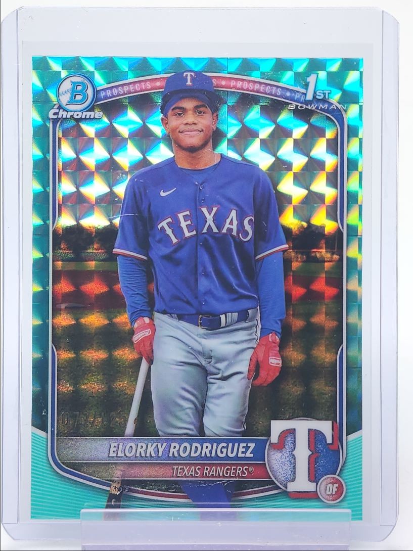 ELORKY RODRIGUEZ 2025 BOWMAN CHROME 1ST AQUA GEOMETRIC RANGERS /125 Q4920