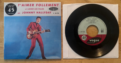 45 7'' FRENCH JUKEBOX SP JOHNNY HALLYDAY T'AIMER FOLLEMENT