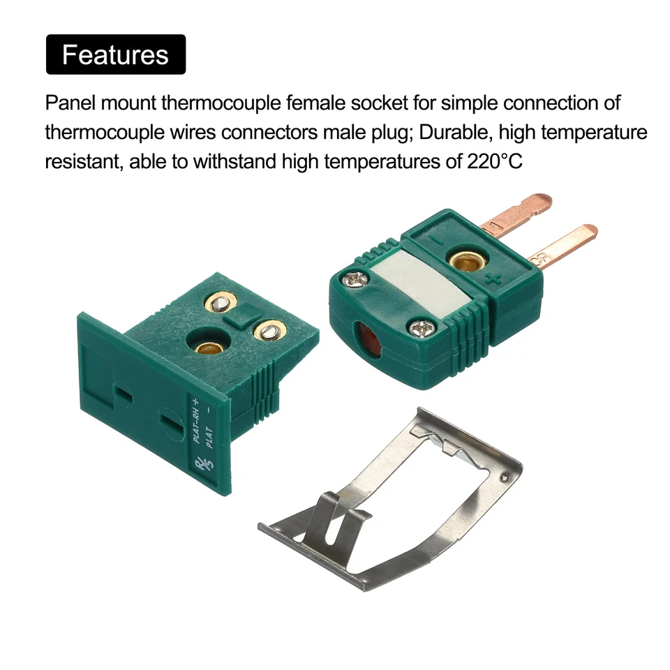R/S Type Thermocouple Connectors Male Plug with Panel Socket Dark Green 2 Set - image 4 of 4