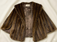 Vintage George s Furs Real Mink Fur Capelet Cape Brown Shawl Jacket Wedding Wrap