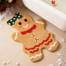 Christmas Gingerbread Bath Mat 21x32 Inch, Winter Soft and Absorbent Tufted C...