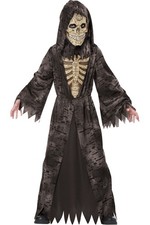 Bone Boys Skeleton Reaper Child Costume Hooded Robe 3124-067