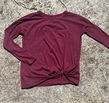 Bobi Burgundy crewneck front Twist tie top Small