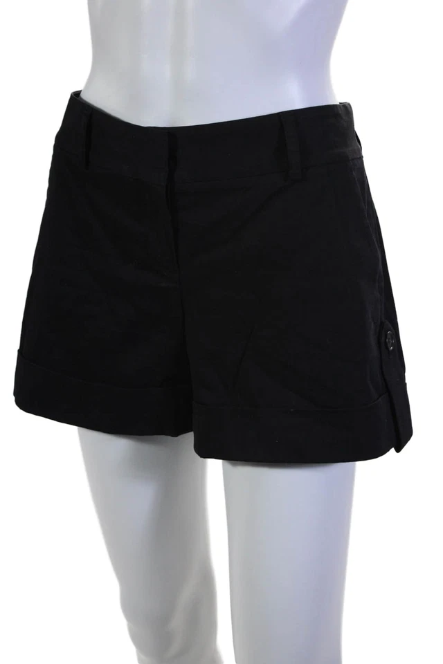 Шорты женские Theory с застежкой-крючком плоские передние карманы манжеты подол черные размер 4 - Изображение 2 из 4