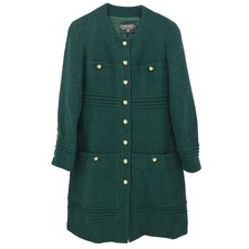 Chanel Single Breasted Collarless Coat Green 117591