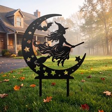 Halloween Witch Metal Garden Stake Spooky Outdoor Decor