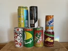 7 Vintage Empty Soda Pop Cans In Arabic Saudi Arabia Pull Tab Sprite Coca-Cola