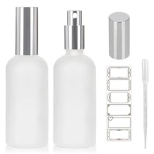 3.4oz Frosted Glass Spray Bottles 2 Pack Refillable Perfume Fine Mist Atomizer