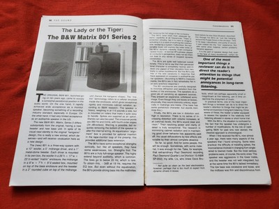 B&W Matrix 801 Series 2 loudspeaker review ''the Absolute Sound'' 1990