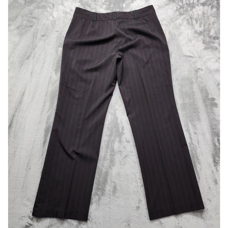Pantalones Alfani Mujer 12 Negro Rojo Rayas Pierna Ancha Pantalones Elastizados Preppy Oficina Foto 2 de 4