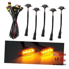 Dickno 5PCS Car Grille Lights, Bright Amber LED Grill Lights 5 PCS Black Yellow
