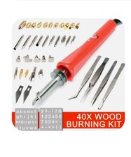 40PCS 110V Wood Burning Pen Kit Pyrography Art Hobby Soldering Tips Tweezer Tool
