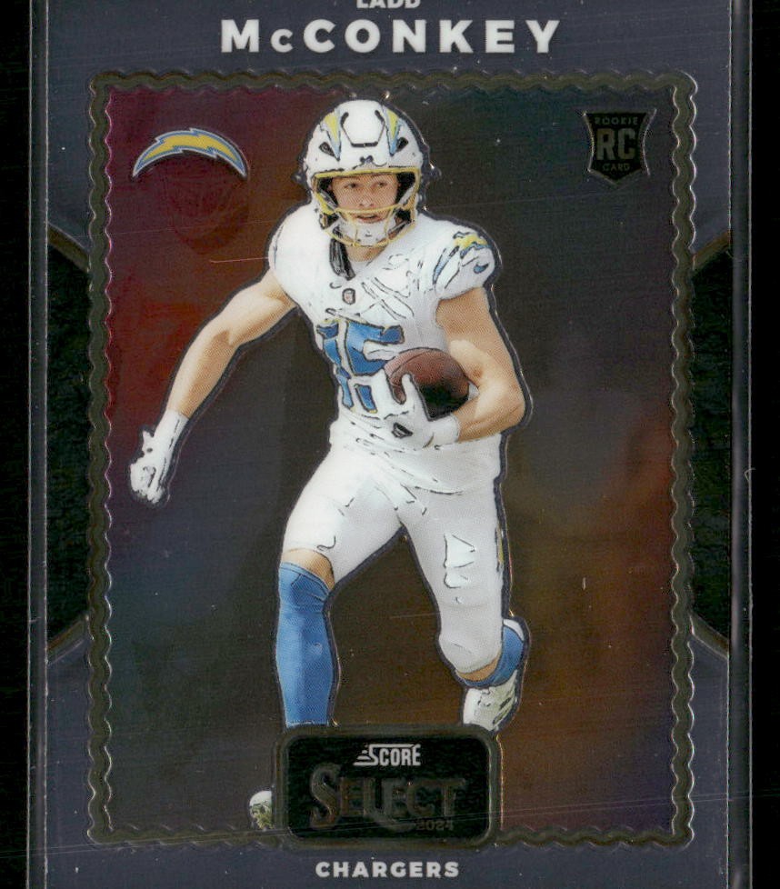 2024 Panini Select #25 Ladd McConkey Score Select Throwback Los Angeles Chargers