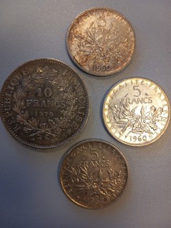 lot pièces argent 10 francs 5 francs 1960 HERCULE SEMEUSE
