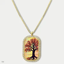 Stunning Colorful Tree of Life Pendant Necklace Chain Image Dog Tag Chain Gift D