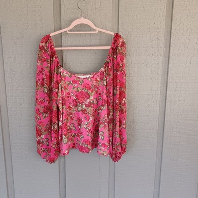 Smith And Quinn Floral Blouse Size L Women Preppy Long Sleeve Pullover Mix Media
