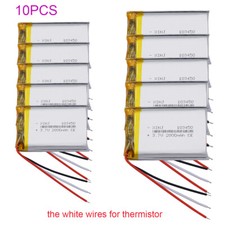 10 pcs 3.7V 2000mAh 7.4Wh Rechargeable Thermistor 3-Wires Li Lipo Battery 103450