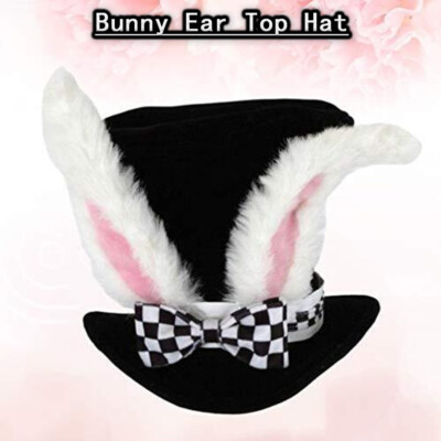 Kids Cute for Mad Hatter Costume Dress Up Ear Top Hat White Rabbit