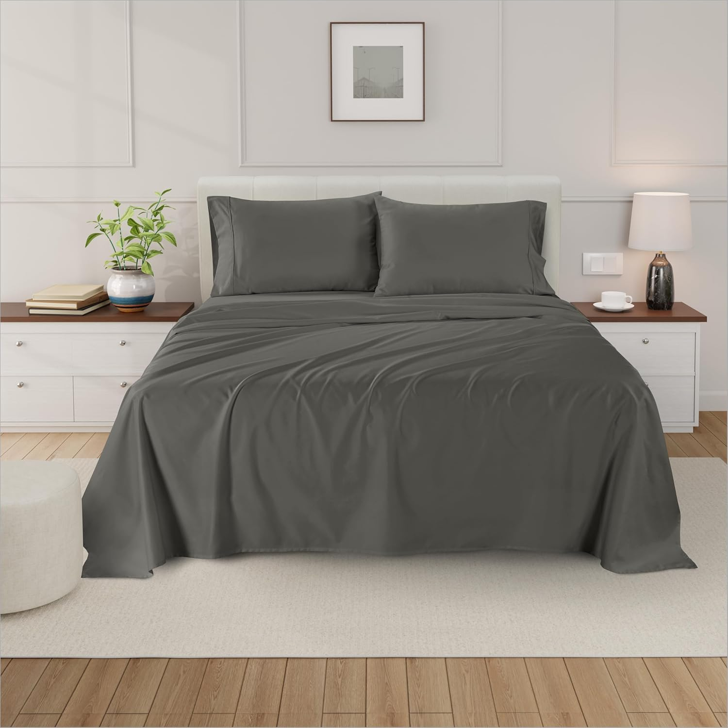 100% Egyptian Cotton Sheets Queen 800 Count Queen 4-Piece Bluemoon Bed Sheet 100