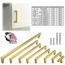 Brushed Gold Kitchen Square Cabinet Handles Drawers Pulls Knobs Stainless Steel