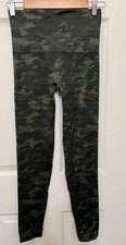 SPANX Leggings GREEN CAMO Women's Large Long Look at Me Now EUC 