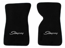 NEW! Black Floor Mats 1968-1982 Chevy Corvette Embroidered Stingray Logo Silver