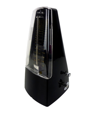ELEGANTES PYRAMIDENMETRONOM TEMPO MECHANISCHES UHRWERK ZUM AUFZIEHEN MIT GLOCKE NEU IN BOX