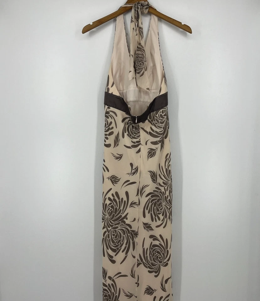 BCBG Париж платье женское размер 6 бежевый коричневый 100% шелк низкая спина Y2K - Изображение 4 из 4