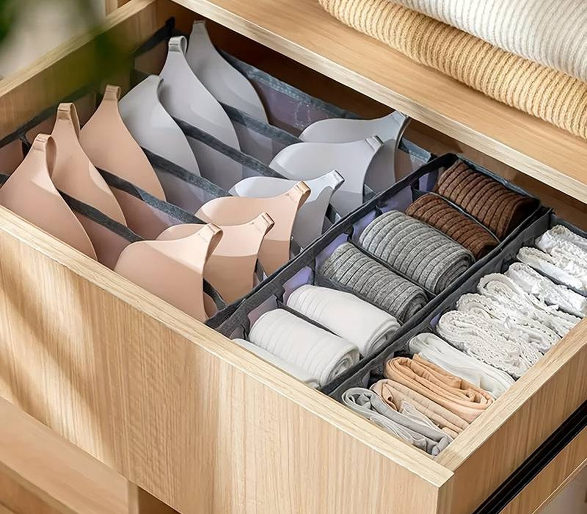 Set di organizer per cassetti in tessuto non tessuto organizer per cassetti pieghevole traspirante scatole portaoggetti ideali per reggiseni calzini | Leroy Merlin