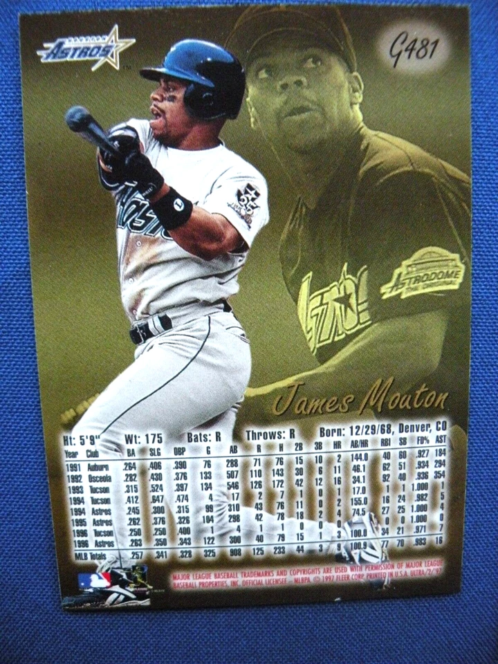 1997 Fleer Ultra baseball Gold Medallion James Mouton Houston Astros #G481 - Image 2 of 2