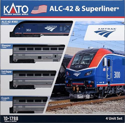 KATO Spur N Amtrak ALC-42 & Superliner 4 Wagen Set Kunststoff Modelleisenbahn...