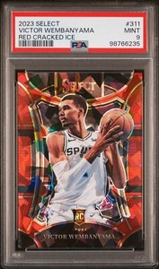 Victor Wembanyama RC, Red Cracked Ice #311 - 2023-24 Panini Select - PSA 9 MINT