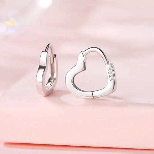 J.RODEM Heart Shape Design 925 Silver Hoop Earrings in Silver and Gold - Picture 5 of 12