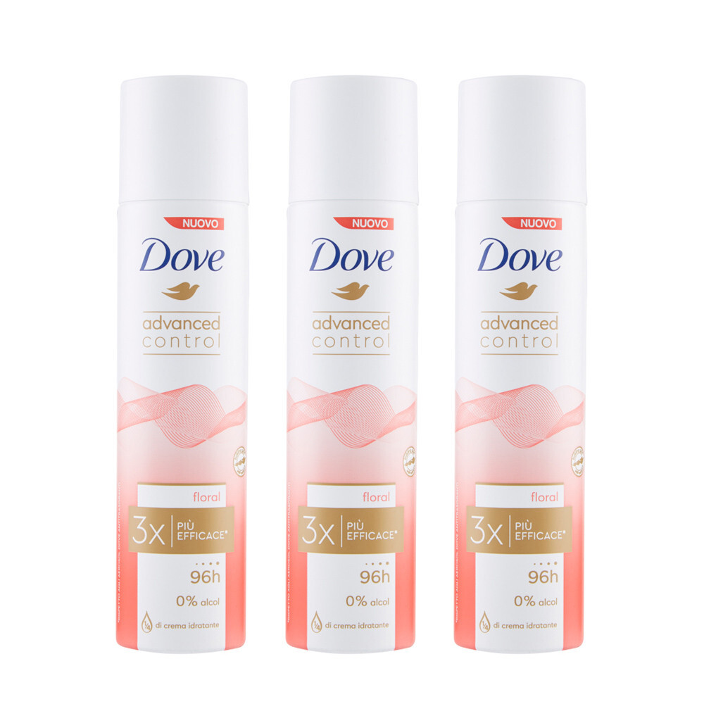Dove Advanced Control Floreal Deodorante Spray Donna 96h 100ml 3pz