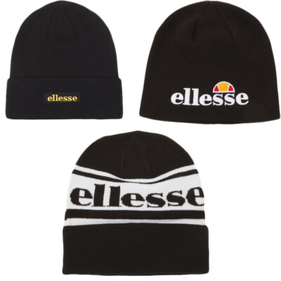 Ellesse Beanie Mütze Unisex Winter Schwarz Weiß Strick One Size