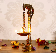 Unico pappagallo in ottone fai da te per 5 stoppini - splendido pezzo da esposizione con supporto - olio fai da te