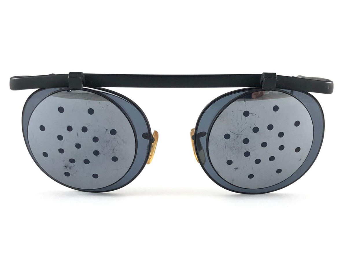 80s ISSEY MIYAKE サングラス old VINTAGE ISSEY MIYAKE FLIP UP DOTTED JAPAN SILVER MIRROR ROUND