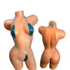 Metallic Pacific Blue  Kelly Green Micro Slingshot Bikini micro bottom XS-XL