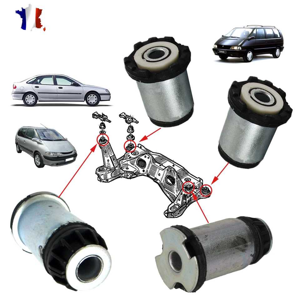 4 Silentbloc de Berceau Avant Compatible LAGUNA 1 et ESPACE 2 & 3 = 7700824709 - Photo 4/4